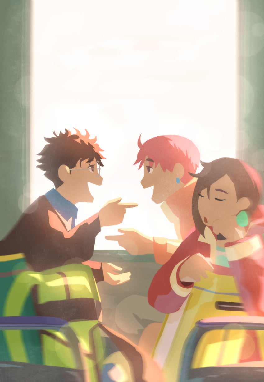 ayase momo, takakura ken, and enjoji jin (dandadan) drawn by eloicmoi