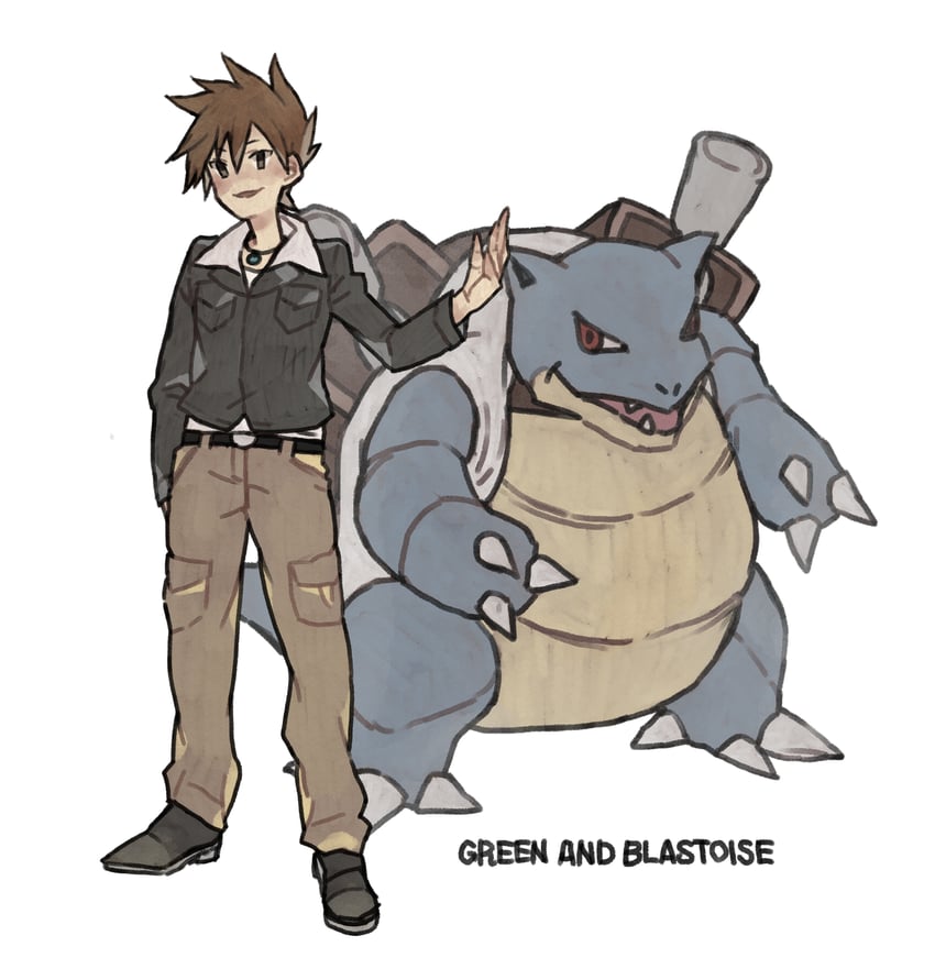 blue oak and blastoise (pokemon and 1 more) drawn by ichi_kawa_ichi