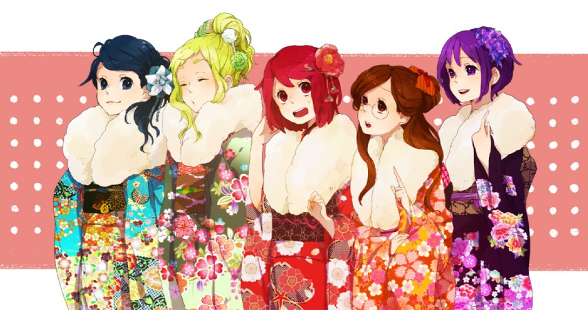 harukaze doremi, segawa onpu, fujiwara hazuki, senoo aiko, and asuka momoko (ojamajo doremi) drawn by tomo_(sjim)