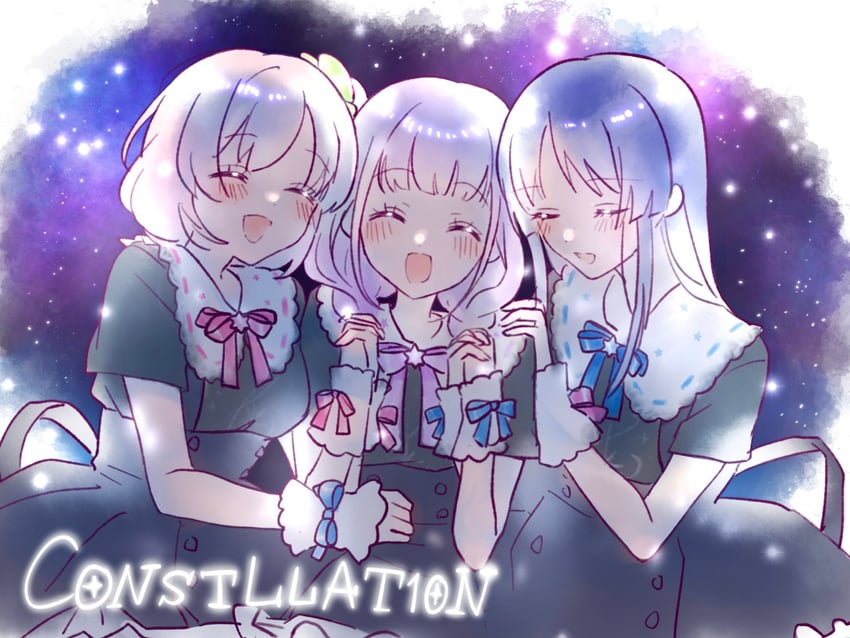 hitotsuyanagi riri, shirai yuyu, and hitotsuyanagi yuri (assault lily) drawn by shakeza