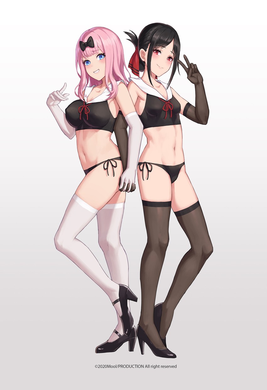 shinomiya kaguya and fujiwara chika (kaguya-sama wa kokurasetai ~tensai-tachi no renai zunousen~) drawn by mool_yueguang