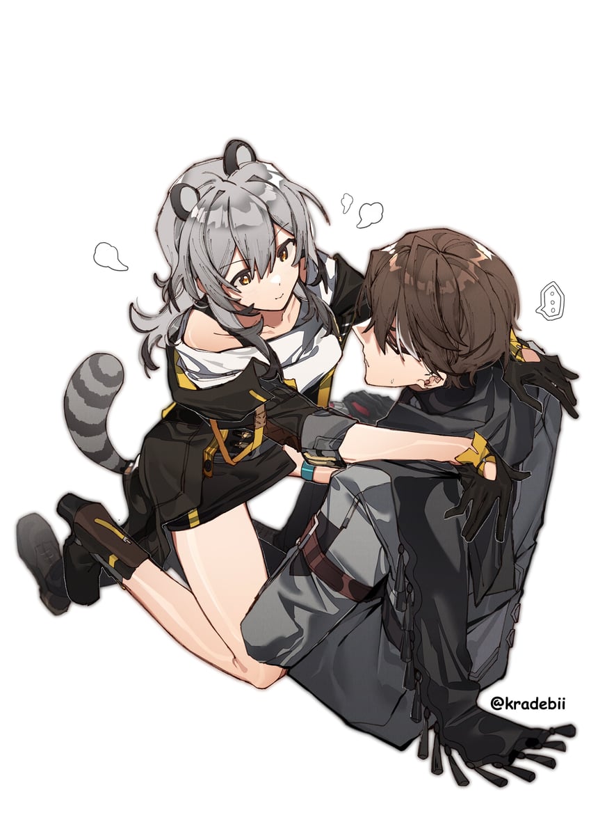 trailblazer, stelle, and welt yang (honkai and 1 more) drawn by kradebii