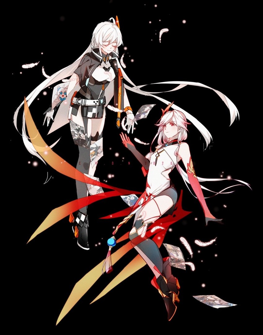 kiana kaslana and fu hua (honkai and 1 more) drawn by chon_(klliaytong)
