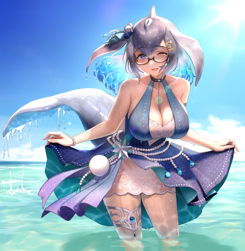 blue whale (kemono friends and 1 more) drawn by takebi