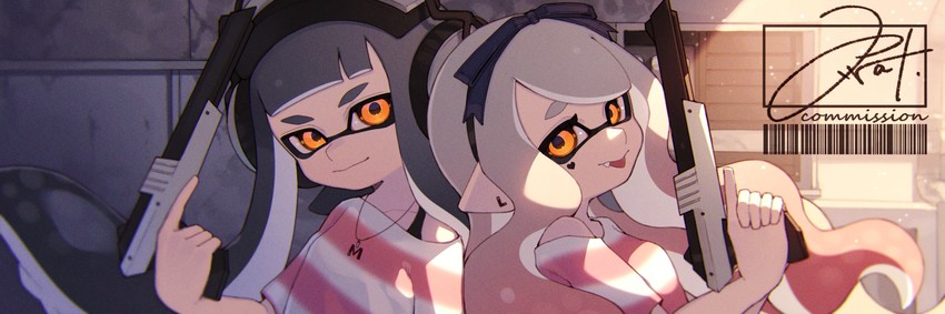 inkling player character and inkling girl (splatoon and 1 more) drawn by prat_rat