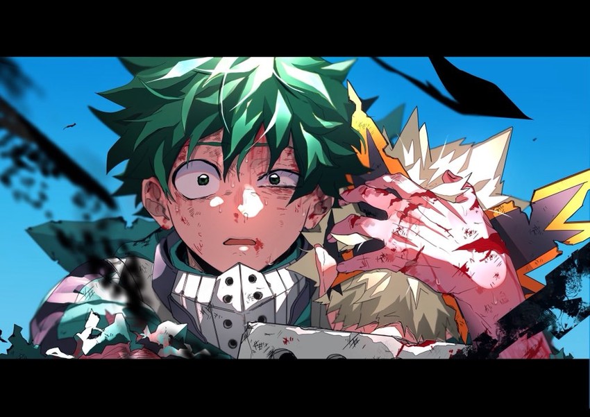 midoriya izuku and bakugou katsuki (boku no hero academia) drawn by scallopojisan