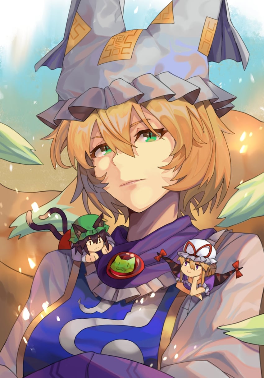 yakumo yukari, yakumo ran, and chen (touhou) drawn by onionmay