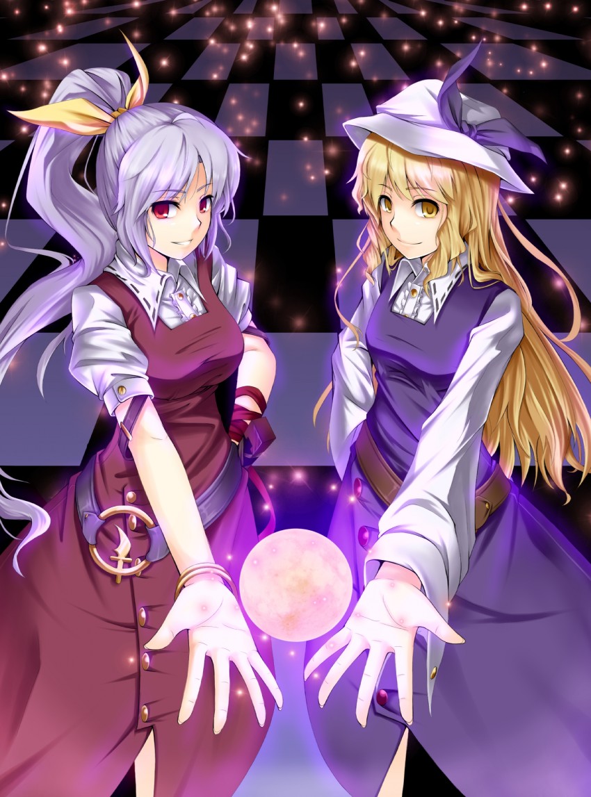 watatsuki no yorihime and watatsuki no toyohime (touhou) drawn by gayprince