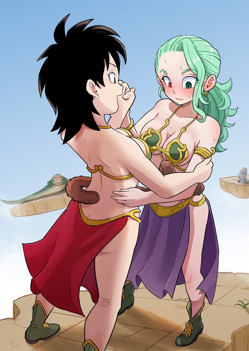 princess leia, gine, huttslayer leia, jabba the hutt, and muezli (dragon ball and 2 more) drawn by yuichi_ishikawa