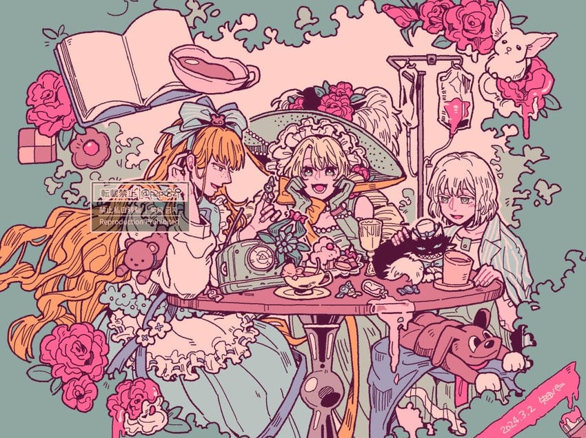 sotheby, baby blue, ms. radio, and cristallo (reverse:1999) drawn by sakita_pani