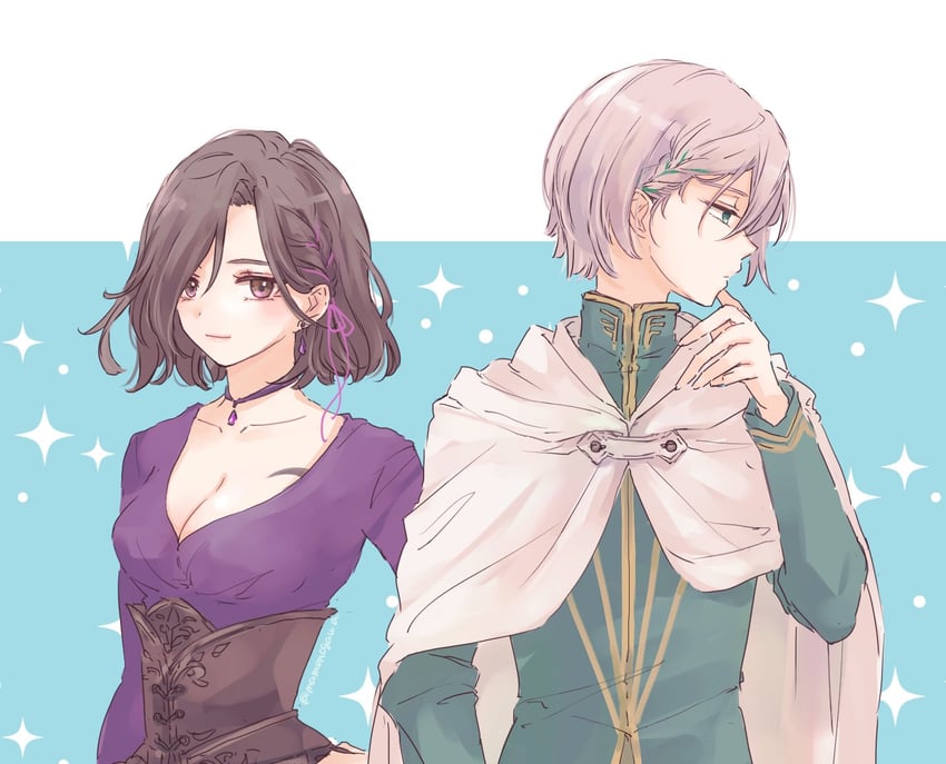 throne anguis and temenos mistral (octopath traveler and 1 more) drawn by mamenogawa