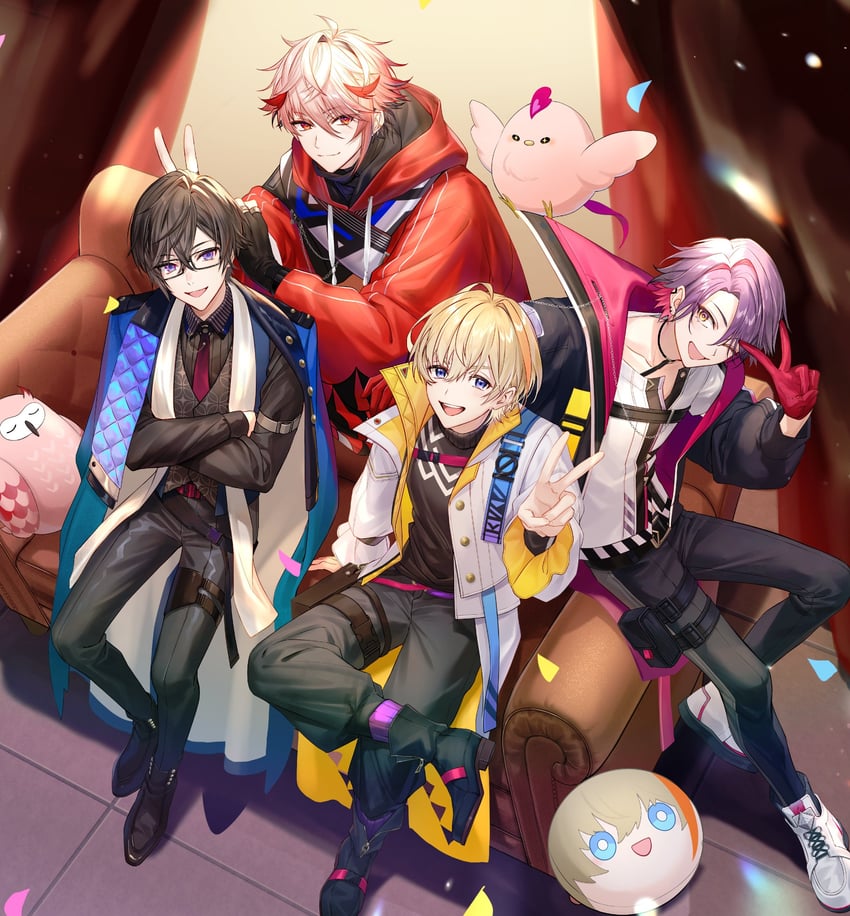 watarai hibari, fura kanato, shikinagi akira, seraph dazzlegarden, mimizuku-san, and 1 more (nijisanji) drawn by nonon_813