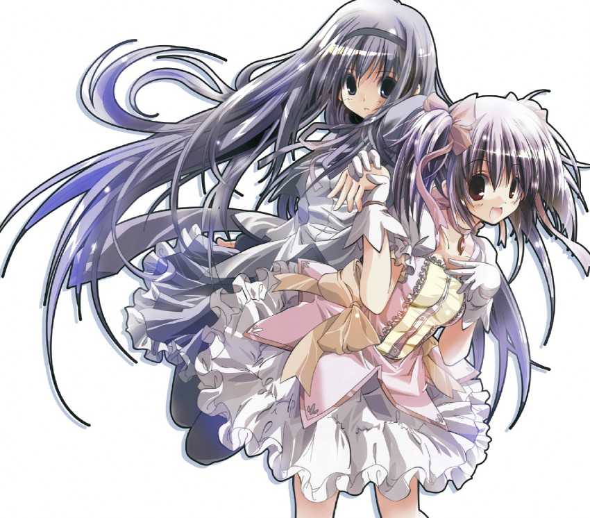 akemi homura and kaname madoka (mahou shoujo madoka magica) drawn by chicken99
