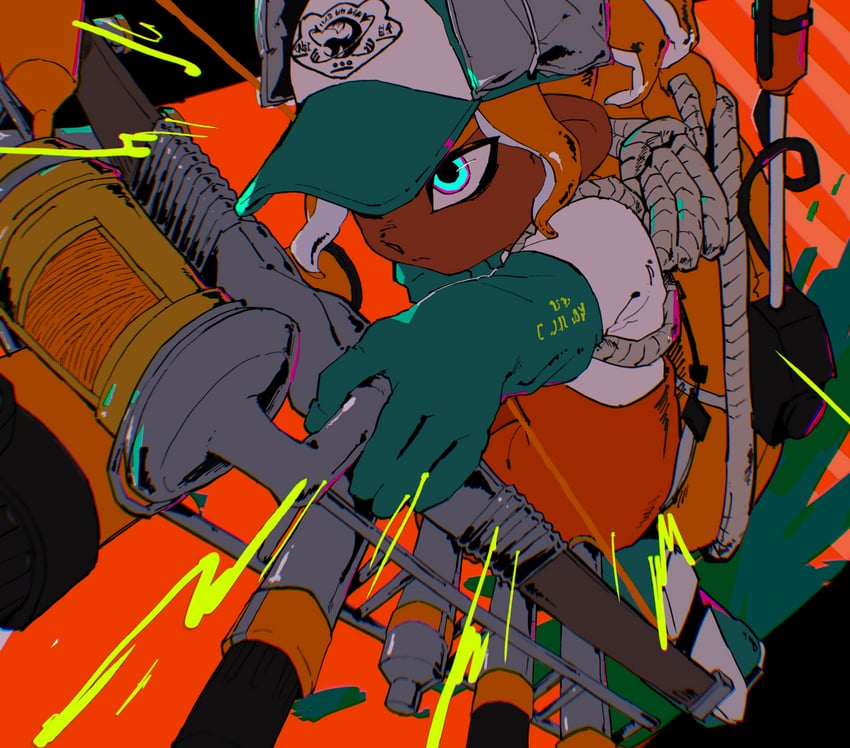 octoling player character and octoling girl (splatoon and 1 more) drawn by booro_(169b)