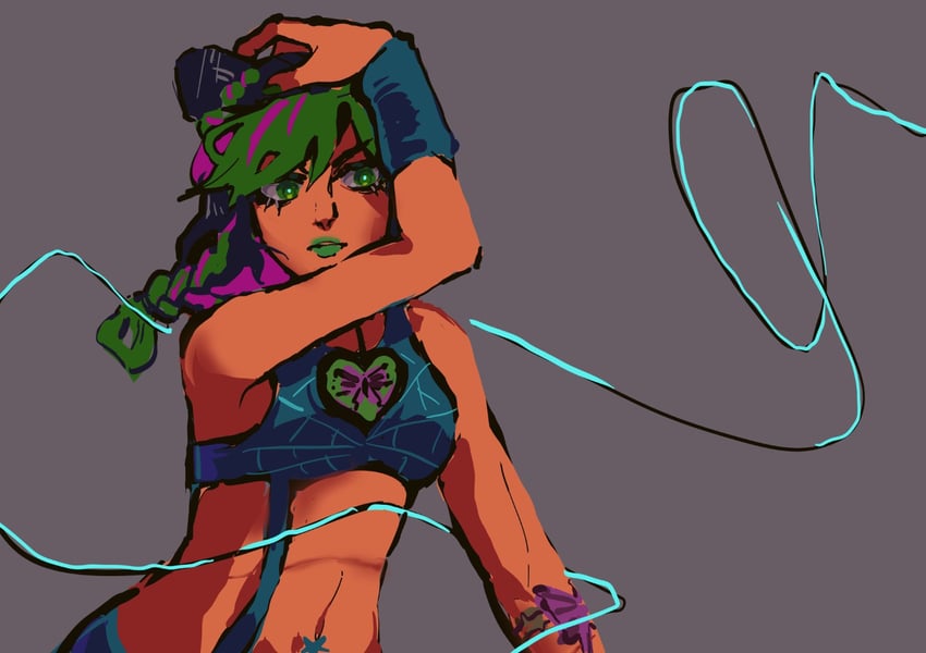 kujo jolyne (jojo no kimyou na bouken and 1 more) drawn by waiwa_way