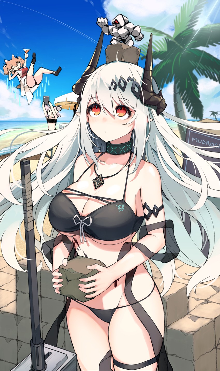 mudrock, angelina, sussurro, and mudrock colossus (arknights) drawn by purerin