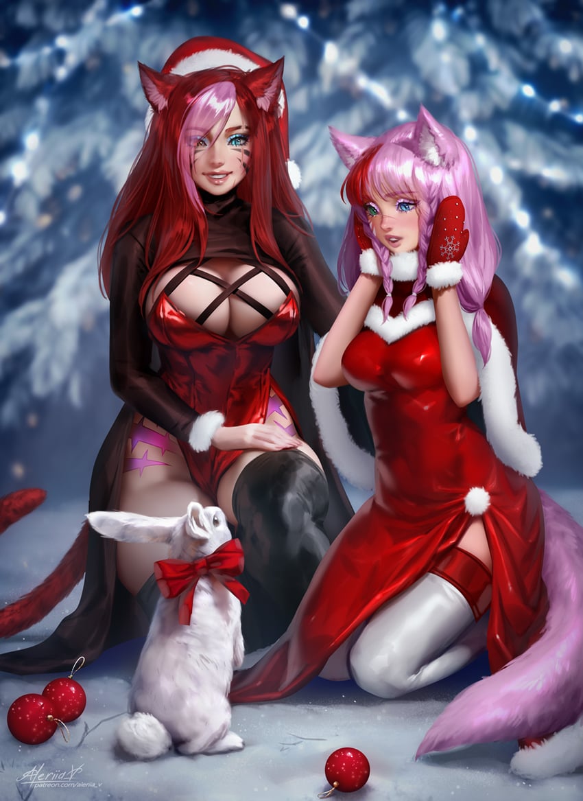warrior of light, tayelle ebonclaw, and sabrith ebonclaw (final fantasy and 1 more) drawn by aleriia_v