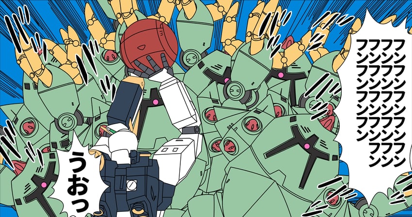 nu gundam, sazabi, and zock (gundam and 3 more) drawn by reprilo_channel
