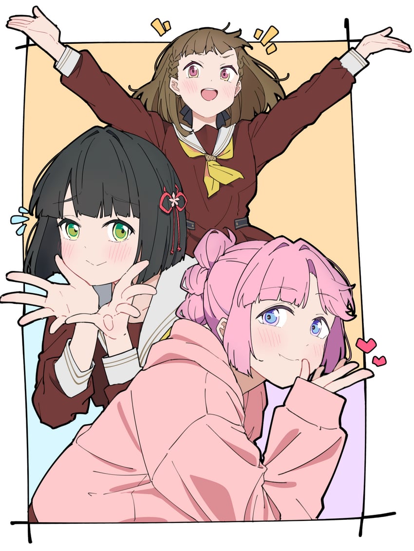 momose ginko, anyoji hime, and kachimachi kosuzu (love live! and 1 more) drawn by liz_(piyoko_piyop)