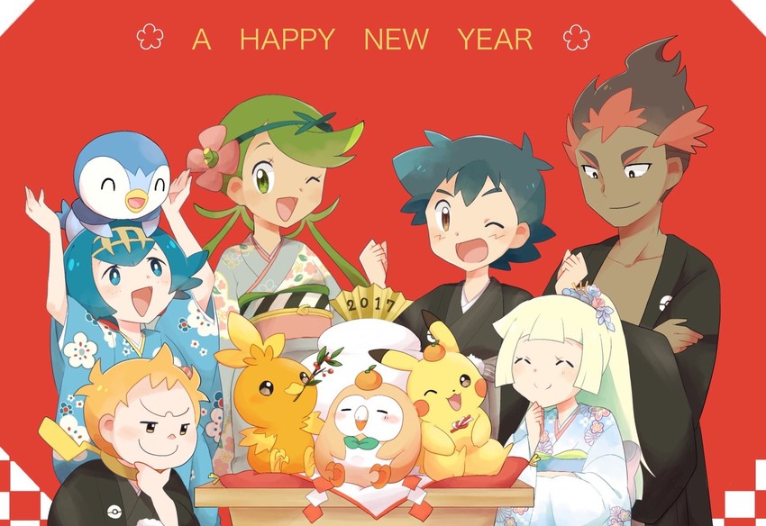 pikachu, lillie, ash ketchum, rowlet, lana, and 5 more (pokemon and 1 more)