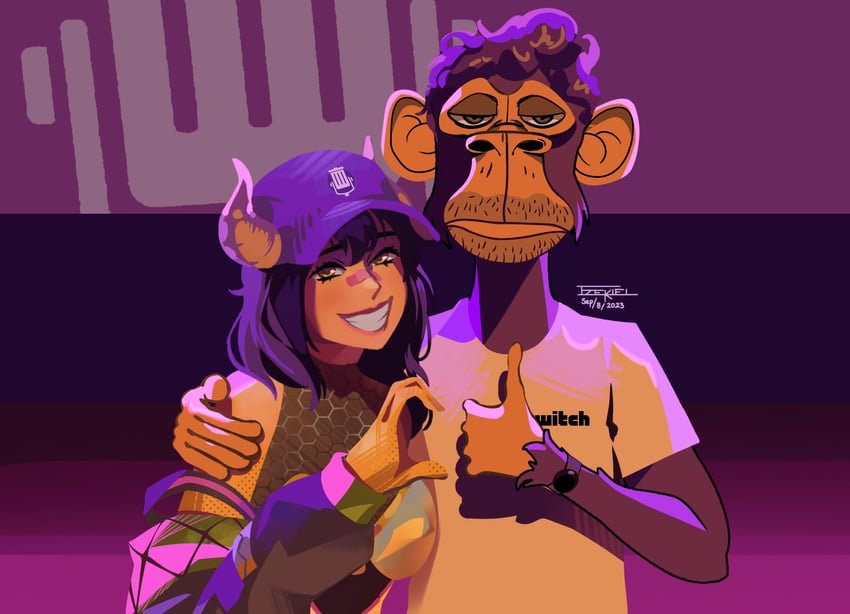 rainhoe, cdawgva, and bored ape (indie virtual youtuber and 3 more) drawn by jinmakoto1