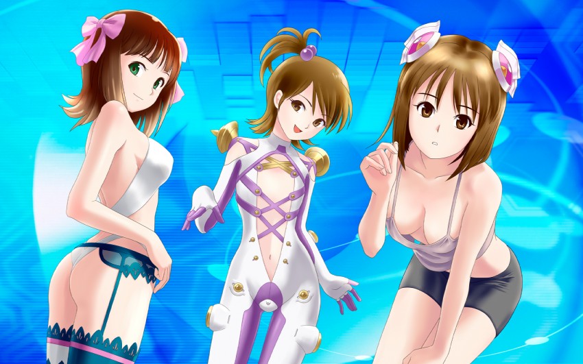 amami haruka, hagiwara yukiho, futami ami, saki, finnel, and 1 more (idolmaster and 2 more) drawn by ponnetsu