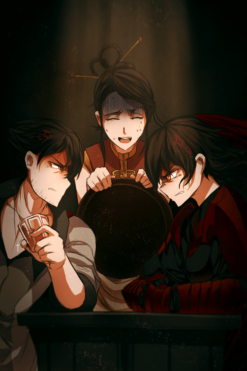 raven branwen, qrow branwen, and higanbana waitress (rwby) drawn by dishwasher1910