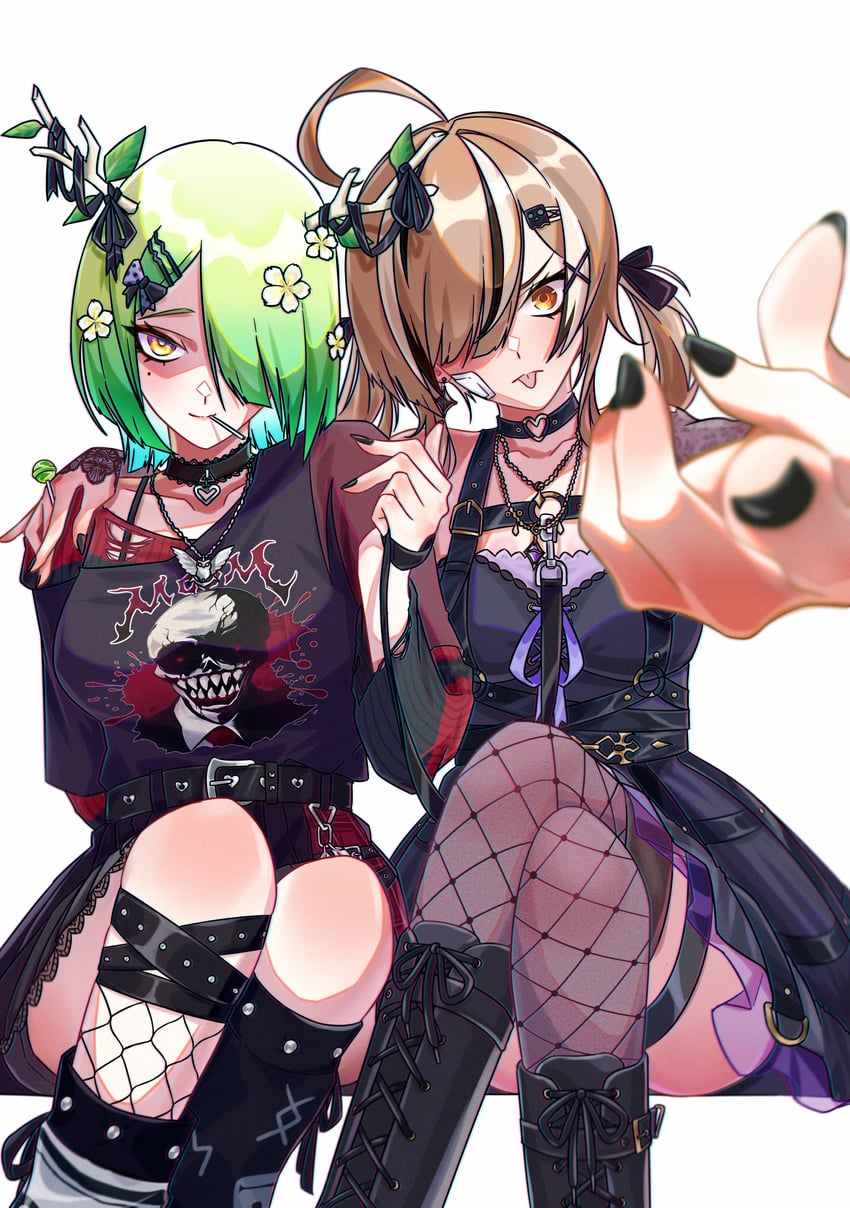 nanashi mumei, ceres fauna, and nightmare (hololive and 1 more) drawn by seekorplatypus