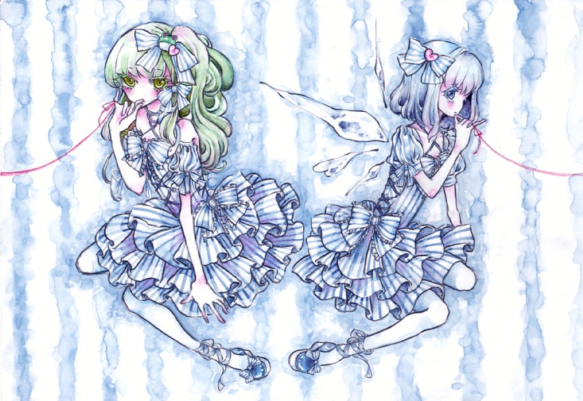 kochiya sanae and cirno (touhou) drawn by miri_(tobira_no_mukou)