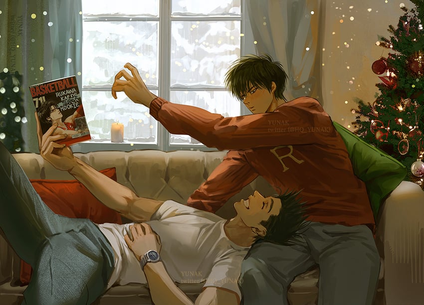 rukawa kaede and sendou akira (slam dunk) drawn by hq_yunak