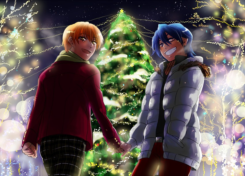 hinata hideki and otonashi yuzuru (angel beats!) drawn by managi