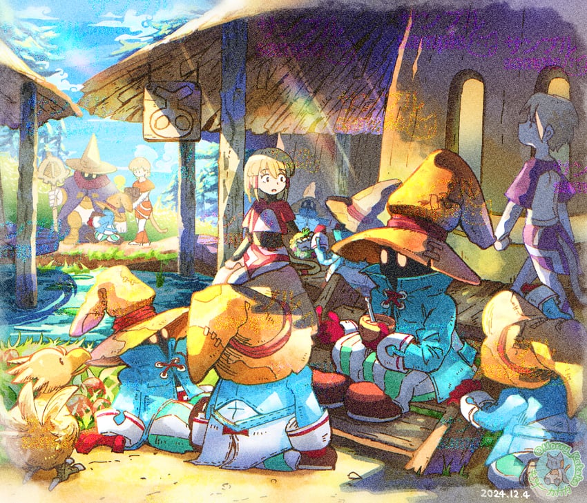 black mage, vivi ornitier, and mikoto (final fantasy and 1 more) drawn by yutayara