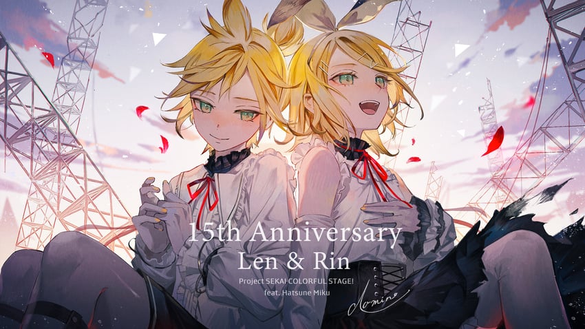 kagamine rin, kagamine len, 25-ji rin, and 25-ji len (vocaloid and 1 more) drawn by ozaki_domino