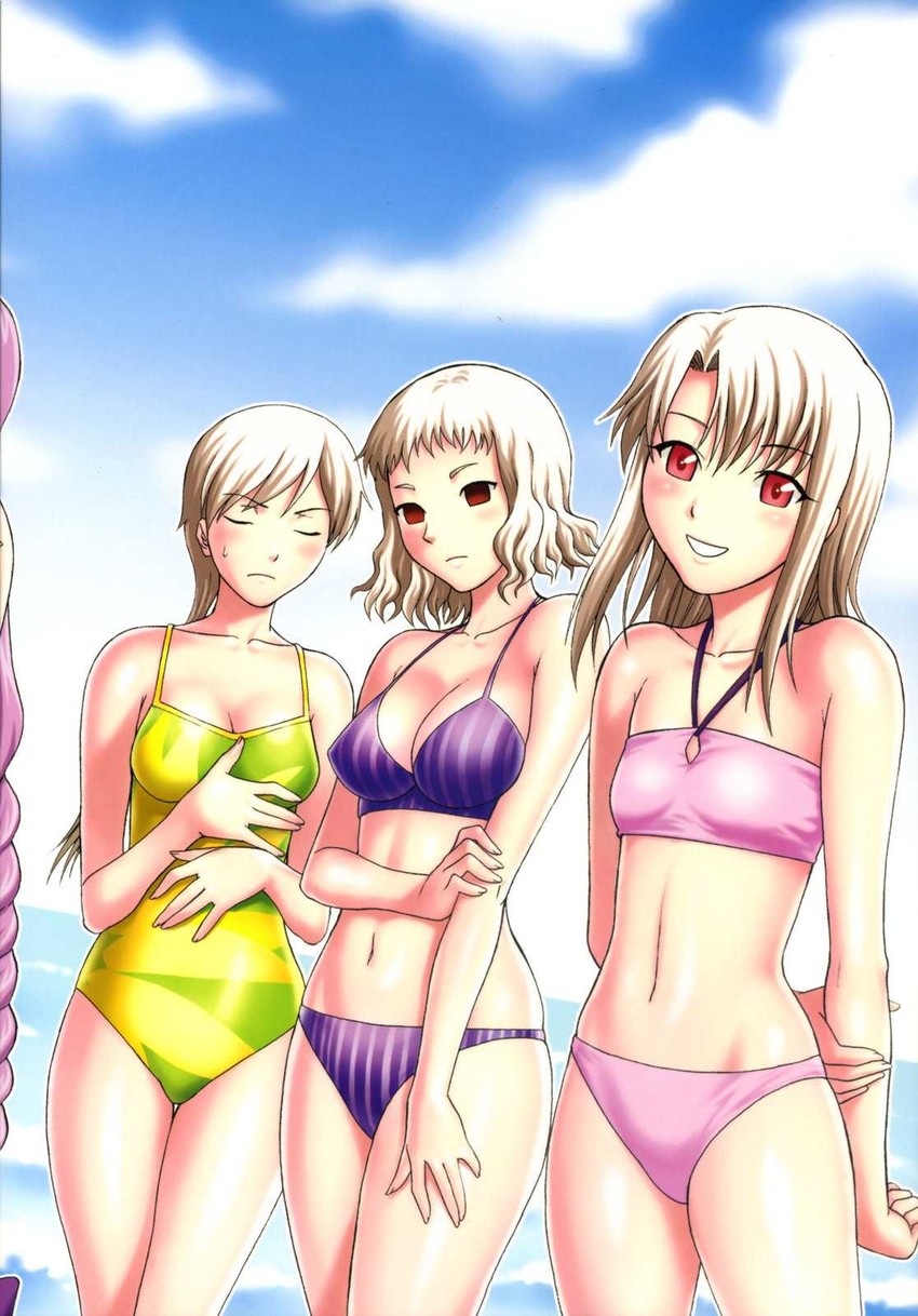 illyasviel von einzbern, leysritt, and sella (fate and 1 more) drawn by denkichi