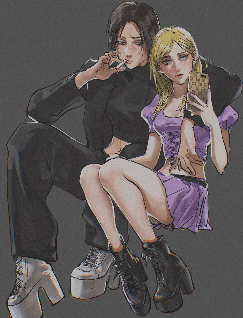 krista lenz and ymir (shingeki no kyojin) drawn by chiruchiru