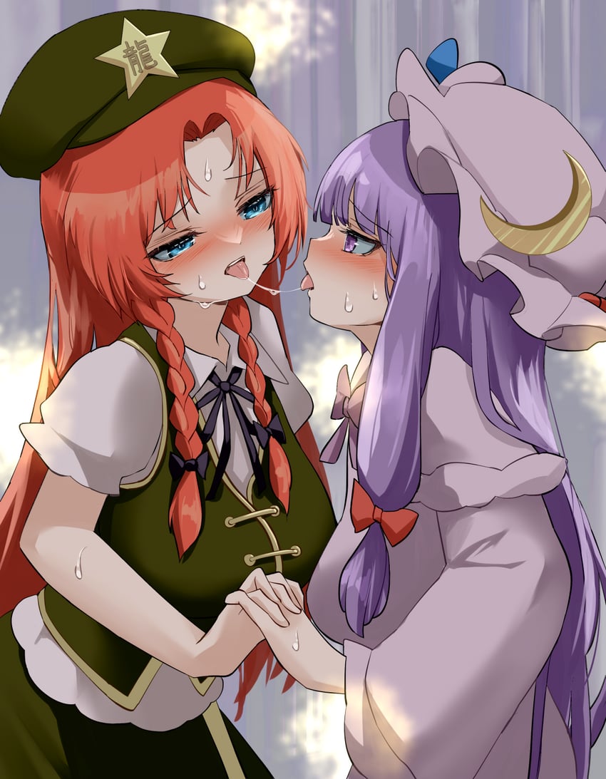 patchouli knowledge and hong meiling (touhou) drawn by mikan_(manmarumikan)