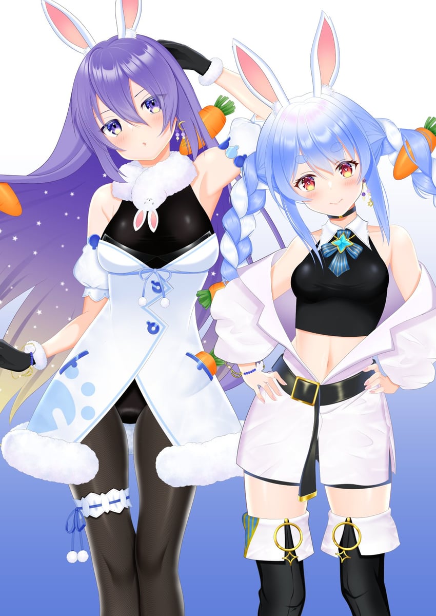 usada pekora, don-chan, and moona hoshinova (hololive and 1 more) drawn by surgate_matias