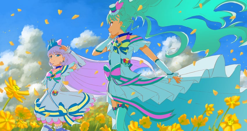nekoyashiki yuki, nekoyashiki mayu, cure nyammy, and cure lillian (precure and 1 more) drawn by kagekaku