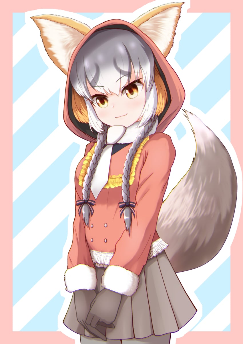 island fox and shimahairobo (kemono friends and 1 more) drawn by monaca_(monamona)