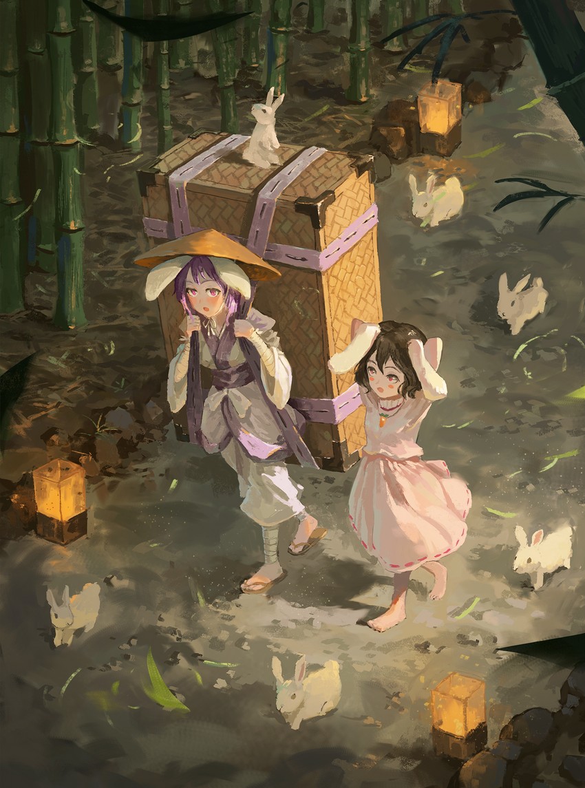 reisen udongein inaba, inaba tewi, and inaba mob (touhou and 1 more) drawn by fjsmu