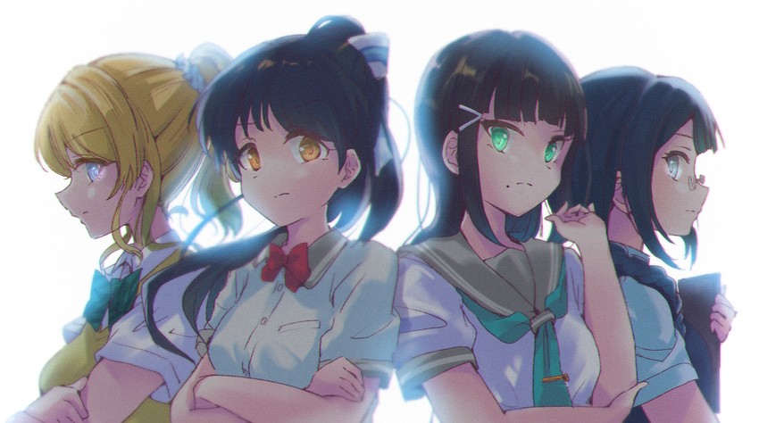 ayase eli, yuki setsuna, kurosawa dia, hazuki ren, and nakagawa nana (love live! and 4 more) drawn by sakurabuchi_noyu