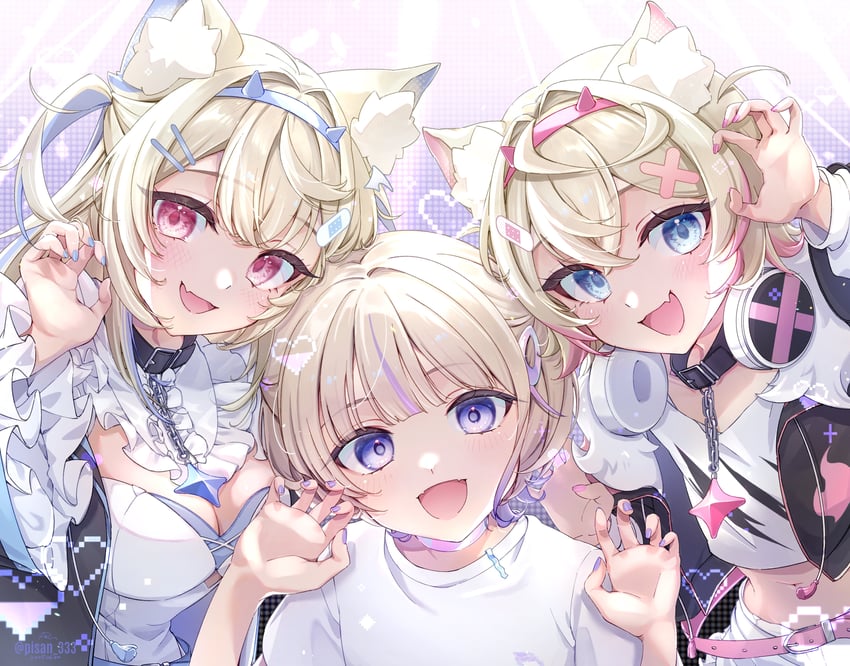 fuwawa abyssgard, mococo abyssgard, and todoroki hajime (hololive and 2 more) drawn by piita