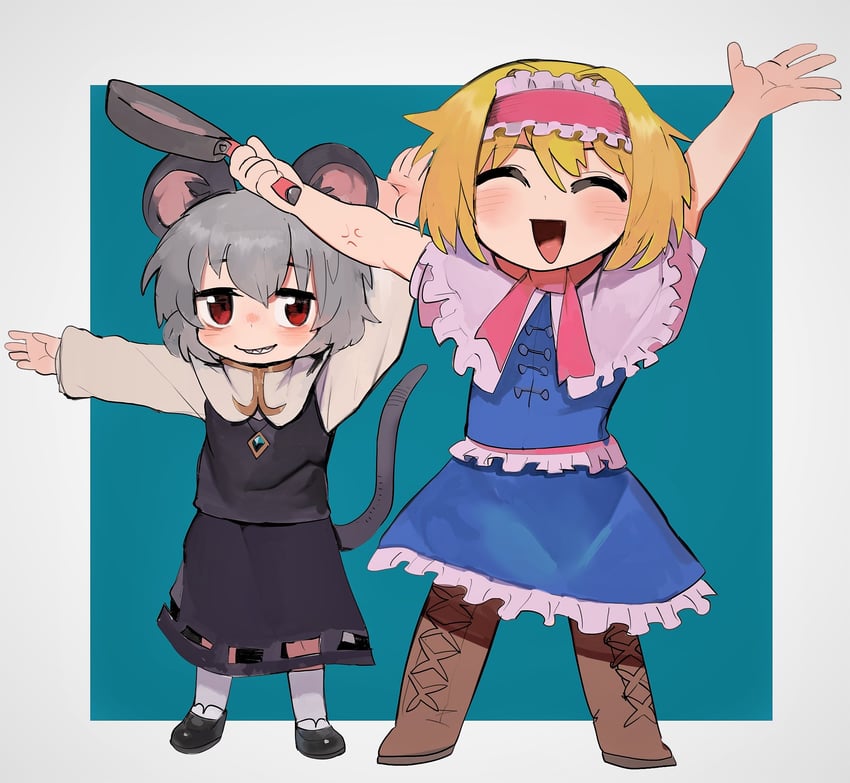alice margatroid, nazrin, nyon, and ichigo (touhou and 2 more) drawn by raichiyo