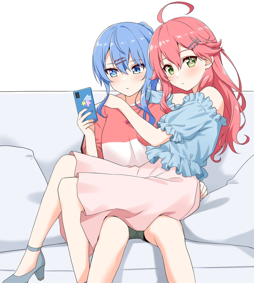 hoshimachi suisei and sakura miko (hololive and 1 more) drawn by felutiahime