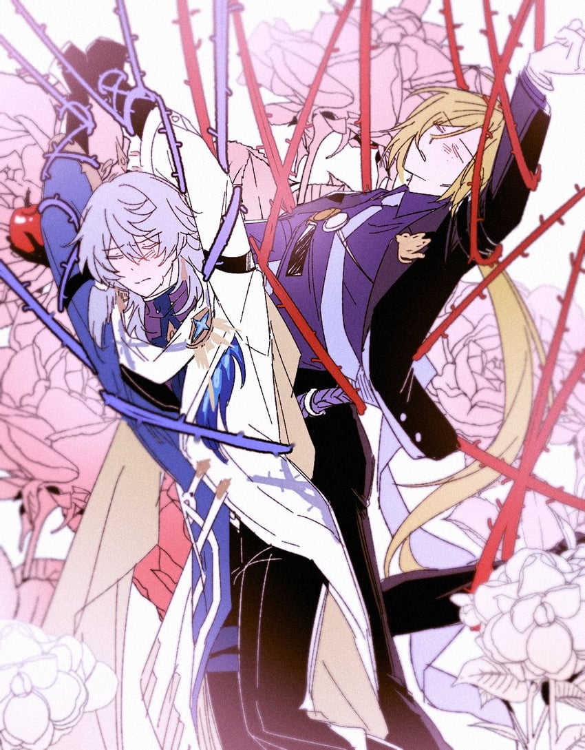 sunday and hugo vlad (honkai and 3 more) drawn by la_7_7_7