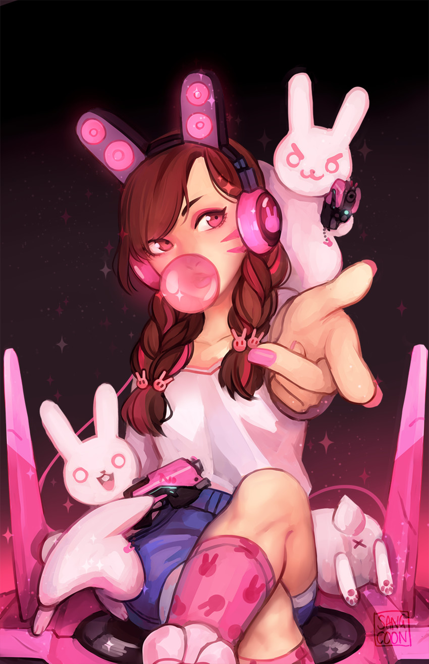 d.va (overwatch and 1 more) drawn by sangcoon