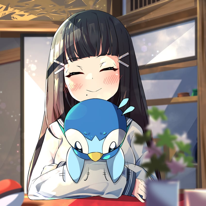 piplup and kurosawa dia (pokemon and 2 more) drawn by woruta_(soloistlist)