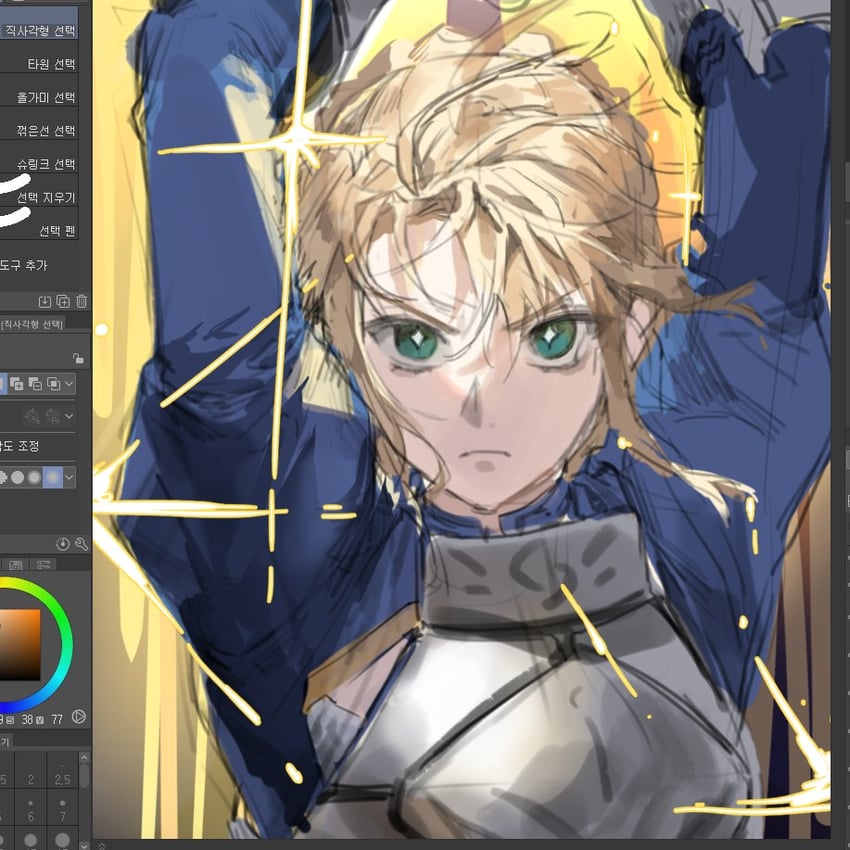 artoria pendragon and saber (fate and 2 more) drawn by potato_goril