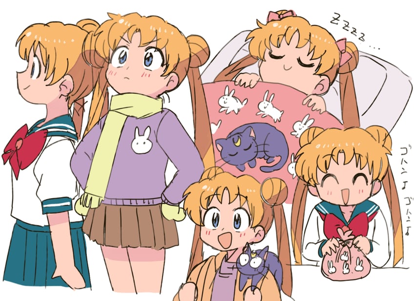 tsukino usagi and luna (bishoujo senshi sailor moon) drawn by tsubobot