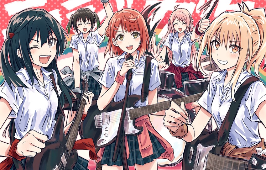 yuki setsuna, uehara ayumu, takasaki yu, miyashita ai, and zhong lanzhu (love live! and 1 more) drawn by bullfalk